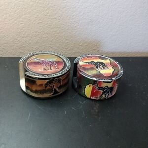 Pair of Safari Theme Soapstone Coasters Set of 6 with Holder from Kenya